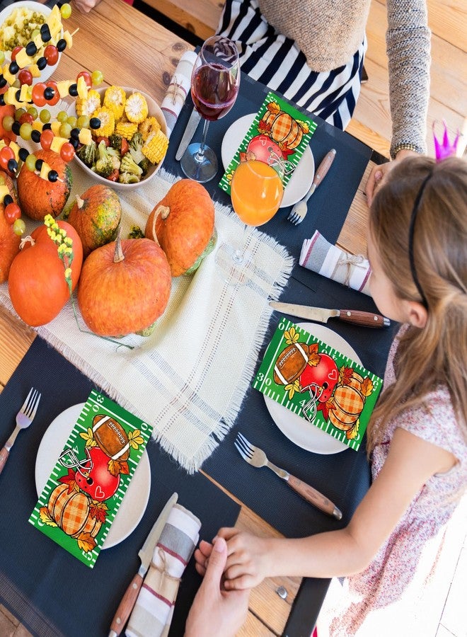 JarThenaAMCS مناديل ورقية للاستخدام مرة واحدة من JarThenaAMCS، 100 قطعة، بتصميمات مستوحاة من كرة القدم الأمريكية والرجبي واليقطين، مثالية لتزيين مائدة الطعام في الحفلات والمناسبات الرياضية. - Image 5